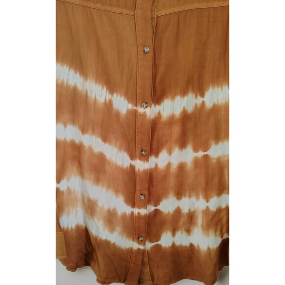 White Birch Women's Blouse Size M Rusty Tie Dye Button Rayon Long Sleeve - Picture 3 of 8